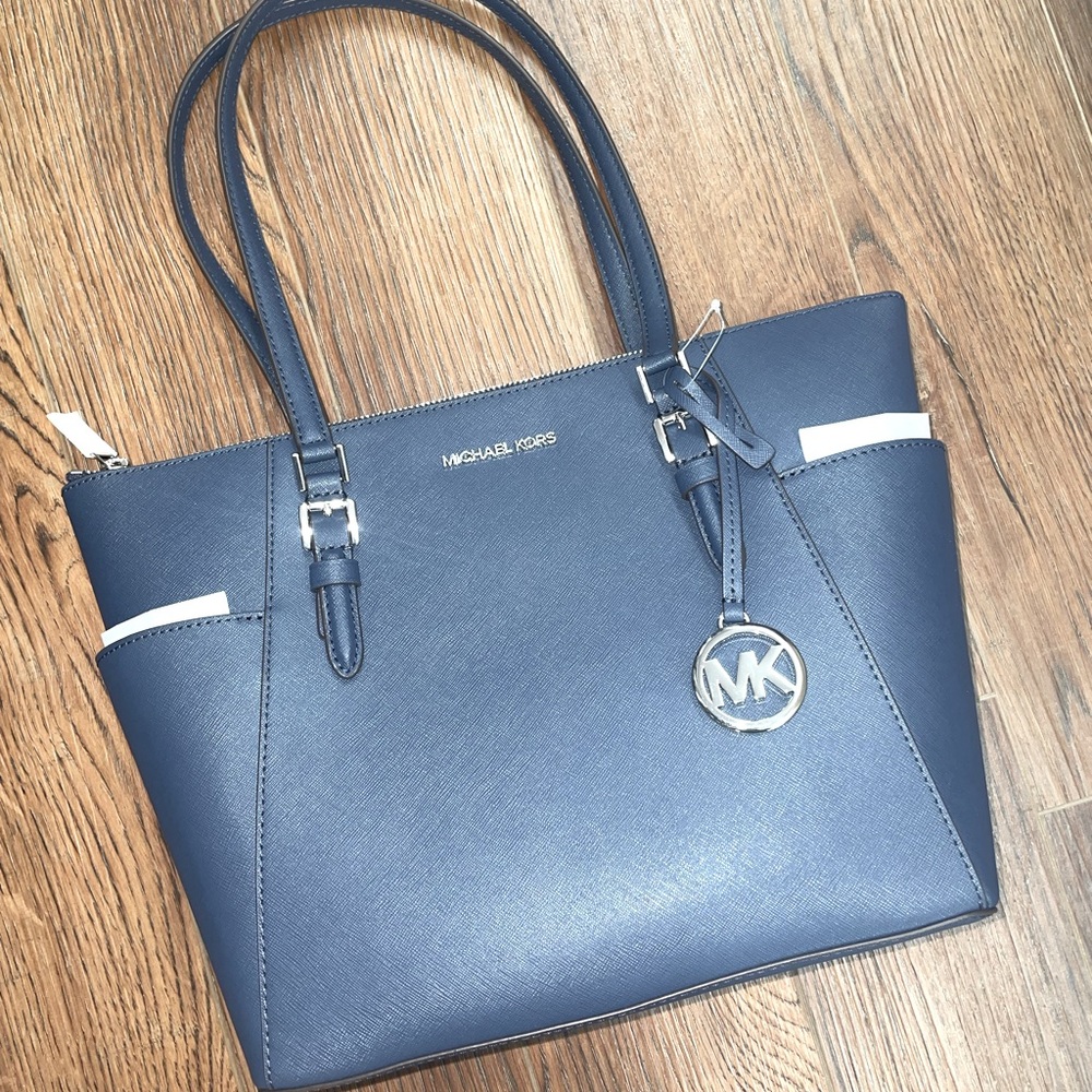 NWT MK LG Charlotte Tote Navy